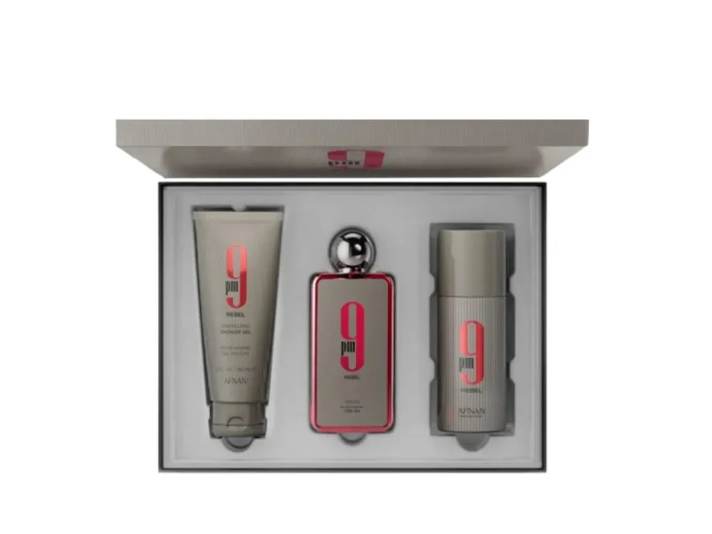 9 pm Rebel 100 ml + telesni sprej 150 ml + SG parfumirana voda unisex