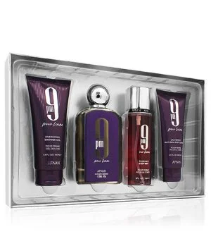 Afnan 9pm Pour Femme darilni set 100 ml + gel za prhanje 100 ml + mleko za telo 100 ml + pršilo za telo parfumska voda za ženske