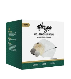 AfterSpa Well-Being darilni set šumeča kopalna bomba 2 kos + kopalna goba + brisača za lase