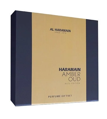 Amber Oud Bleu Edition darilni set unisex parfumska voda 75 ml + parfumska voda 30 ml + deo sprej 200 ml