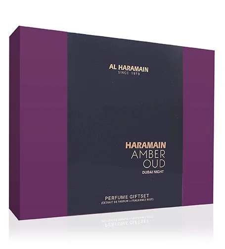 Amber Oud Dubai Night darilni set unisex parfumski ekstrakt 75 ml + parfumski ekstrakt 30 ml + telesna meglica 200 ml