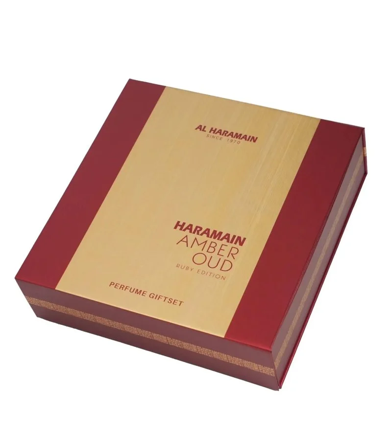 Amber Oud Ruby Edition darilni set uniseks parfumska voda 75 ml + parfumska voda 30 ml + telesna meglica 200 ml