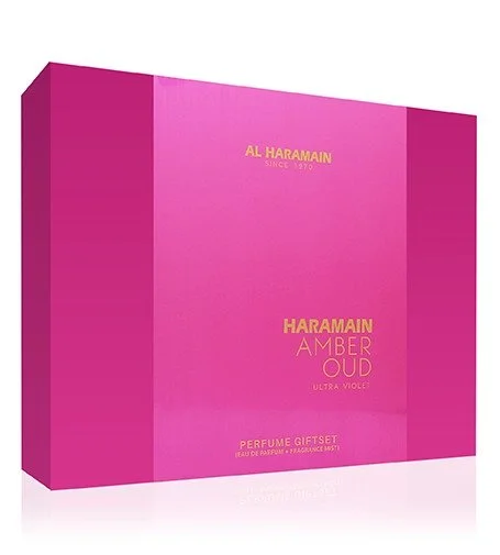 Amber Oud Ultra Violet darilni set za ženske parfumska voda 75 ml + parfumska voda 30 ml + telesna meglica 200 ml