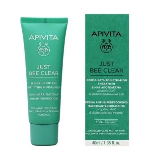 Apivita Just Bee Clear Blemish Control Mattifying Moisturizer vlažilna krema za obraz z niacinamidom