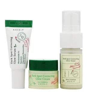 Axis-y The Mini Glow Trio darilni set tonizirajoča meglica 12 ml + osvetljevalni serum 5 ml + korekcijska gelna krema