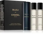 Bleu de Chanel žepni sprej, ponovno polnljiv, 20 ml + 2 x polnilo parfuma za moške