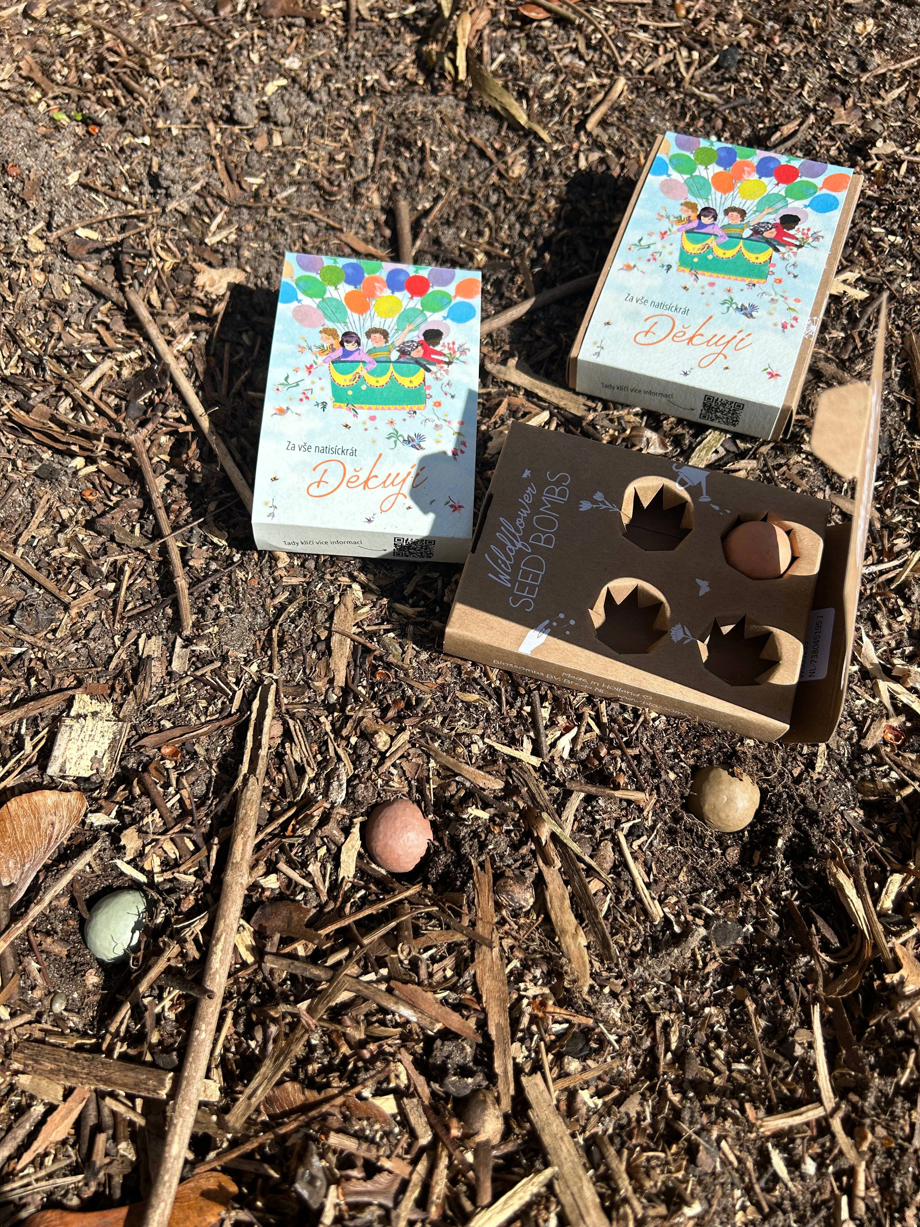 Blossombs Semenske bombe - Darilni komplet mini - Za vse tisočkrat hvala (4 kosi) - podarite rožo drugače