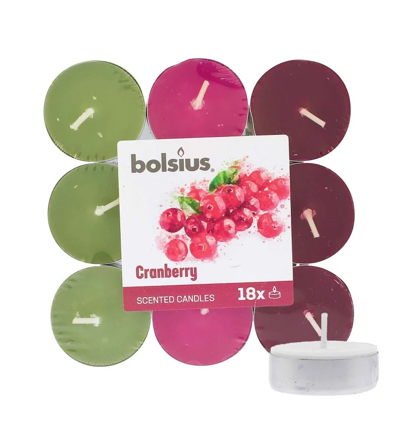 Scented Tealights Cranberry 4h čajna svečka 18 kosov