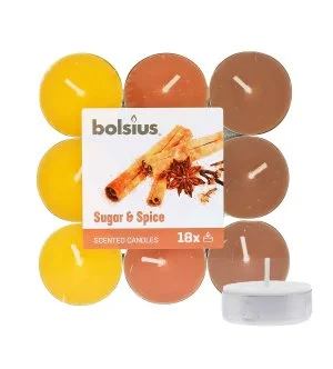 Bolsius Scented Tealights Sugar & Spice 4h čajna svečka 18 kos