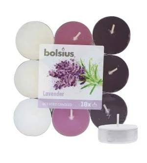 Bolsius Scented Tealights Lavender 4h čajna svečka 18 kosov