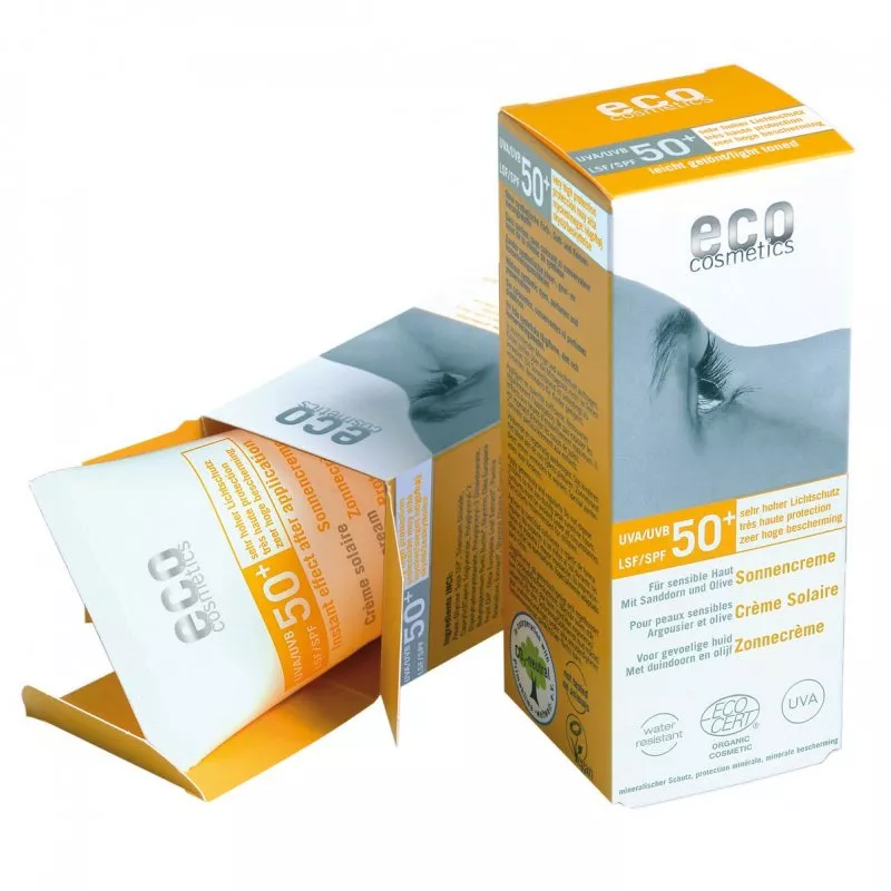 Eco Cosmetics Krema za sončenje SPF 50 BIO (75 ml) - rahlo obarvana