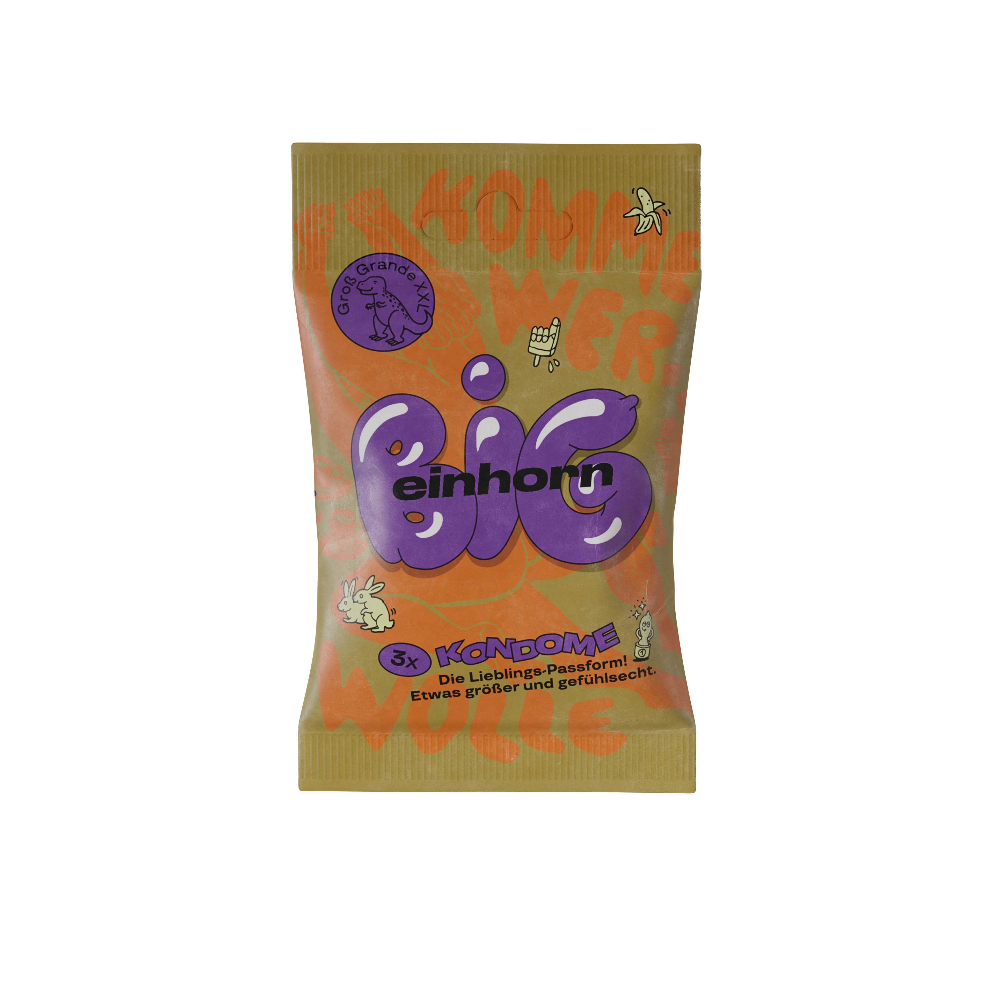 Einhorn Kondomi Big 3 kosi - veganski, brez dišav