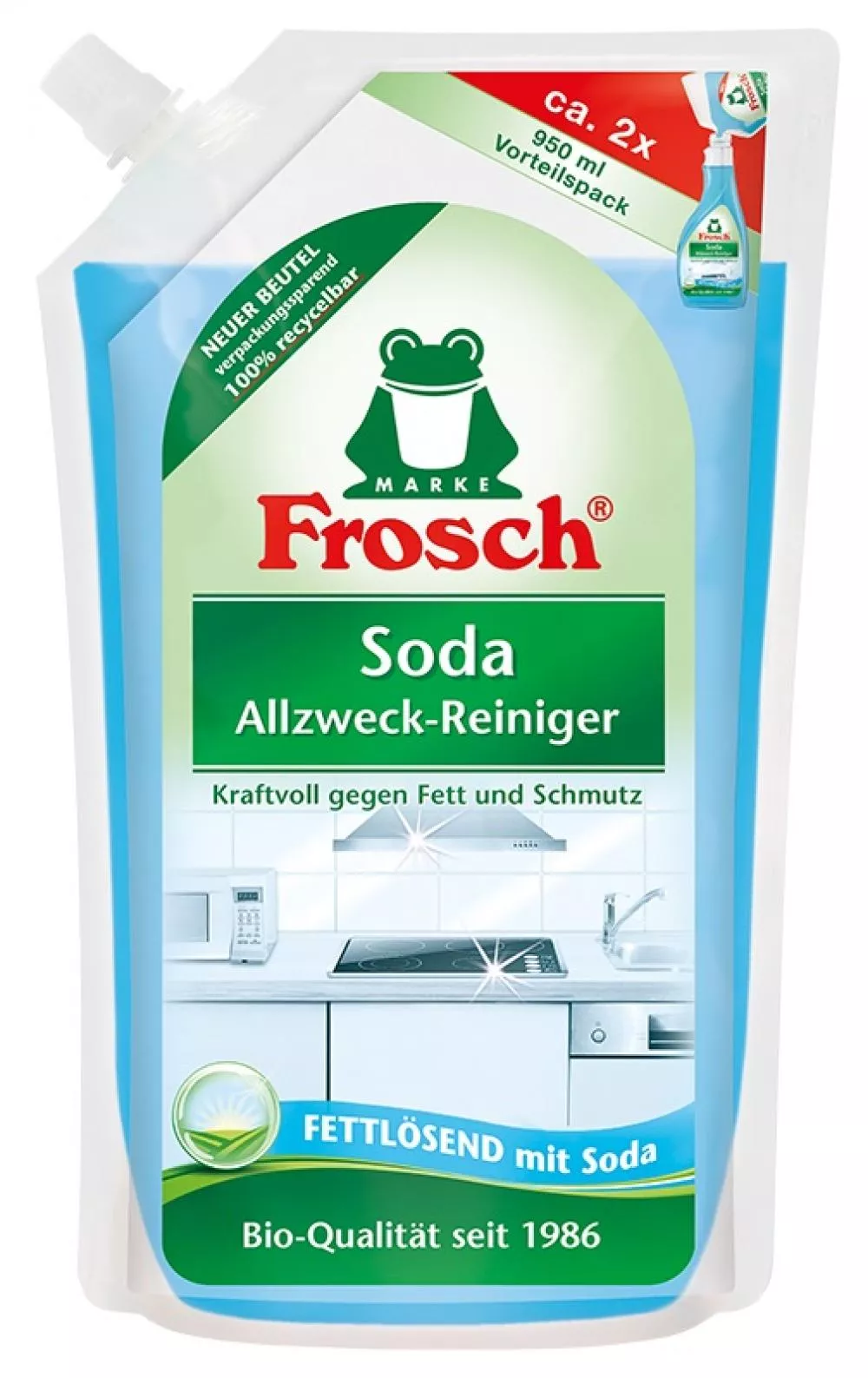 Frosch ECO čistilo za kuhinjo z naravno sodo - nadomestna kartuša (950 ml)
