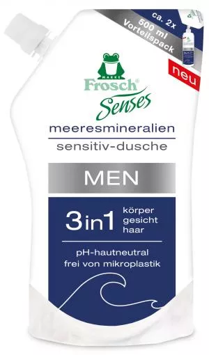 Frosch EKO Senses Moški gel za prhanje 3v1 - polnilo (500 ml)