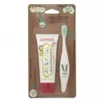 Jack n Jill Akcijski set Otroška zobna pasta - jagoda (50 g) Otroška zobna ščetka Bunny - znižan set