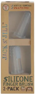 Jack n Jill Silikonska prstna zobna ščetka za dojenčke (2 kosa) - za otroke od 6 do 12 mesecev