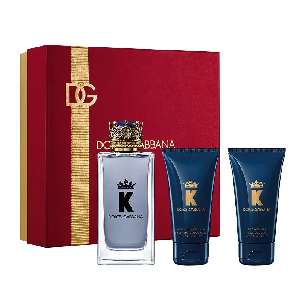 K by Dolce & Gabbana darilni set toaletna voda 100 ml + balzam po britju 50 ml + gel za prhanje za moške