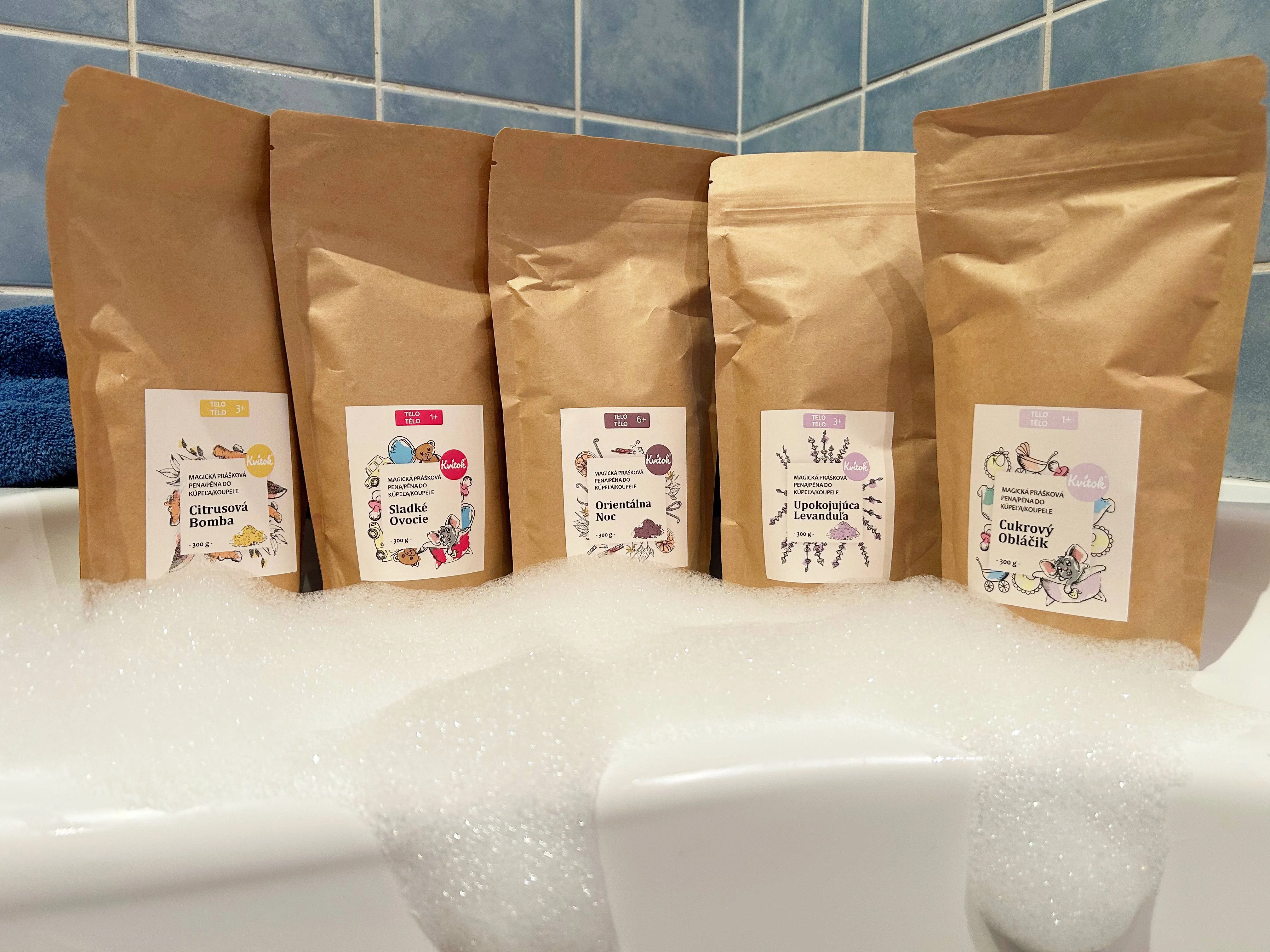 Kvitok Čarobna kopalna pena Azurna obala 60 g - čudovito se peni