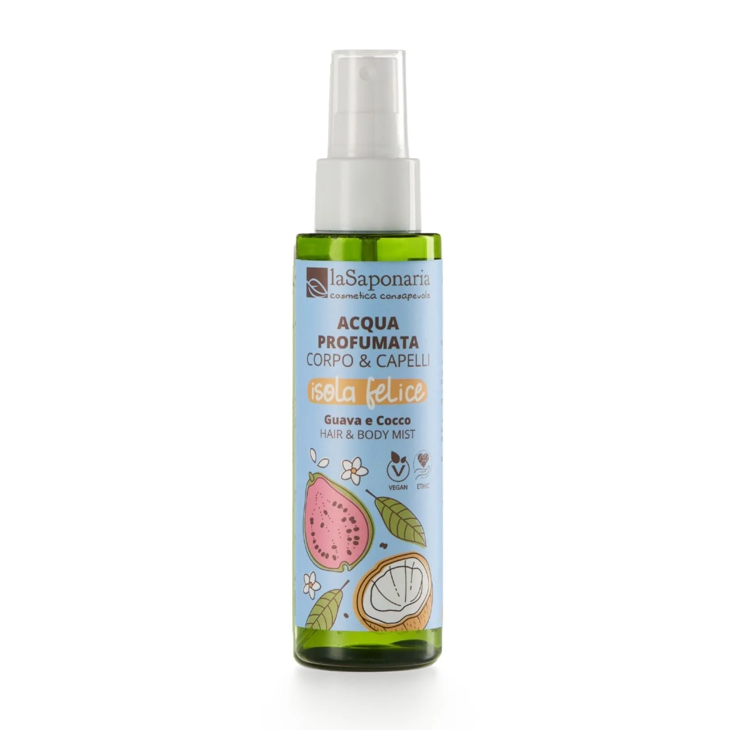 laSaponaria Body & Hair Mist Telesna meglica Happy Island - kokos & gvava (100 ml) - za telo in lase