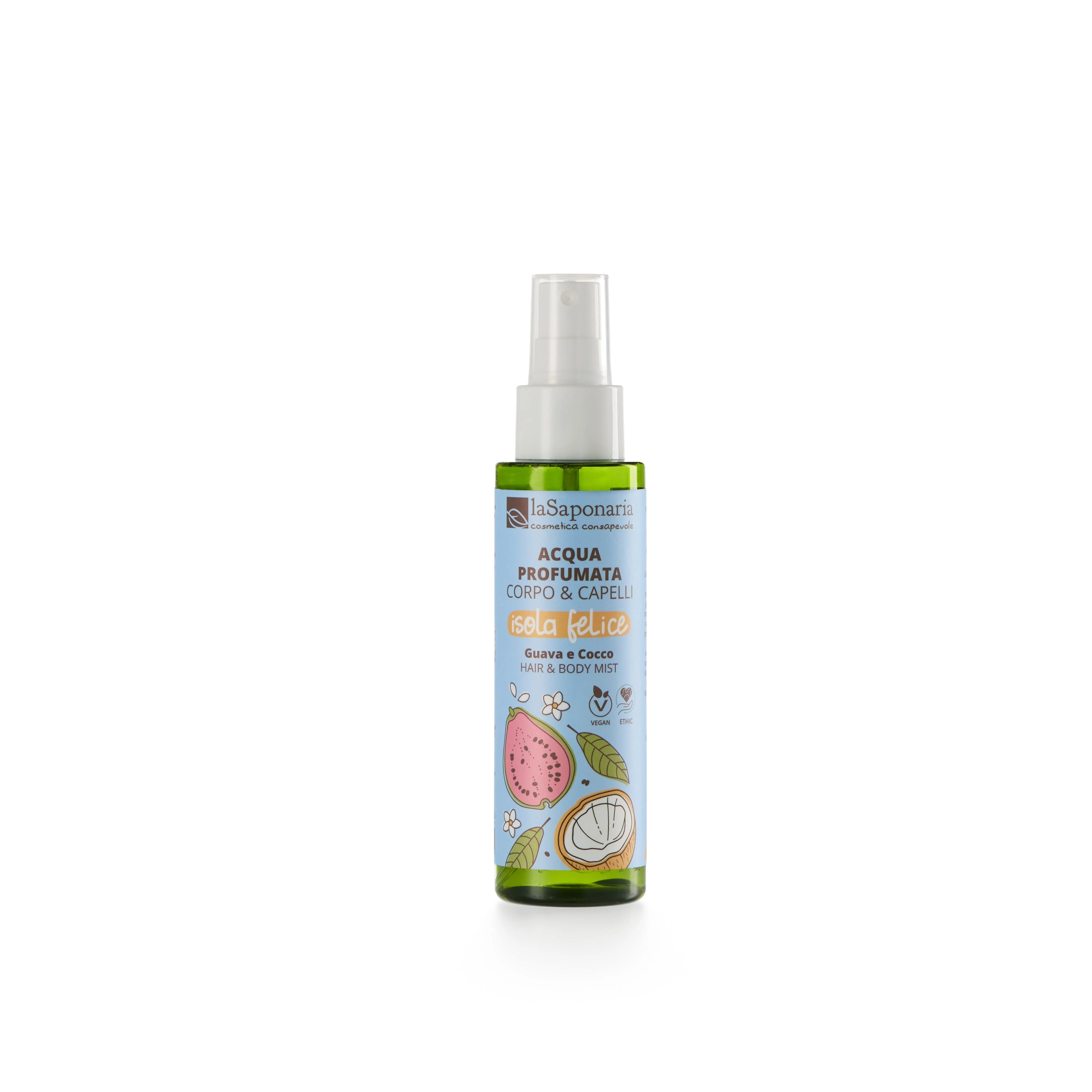 laSaponaria Body & Hair Mist Telesna meglica Happy Island - kokos & gvava (100 ml) - za telo in lase