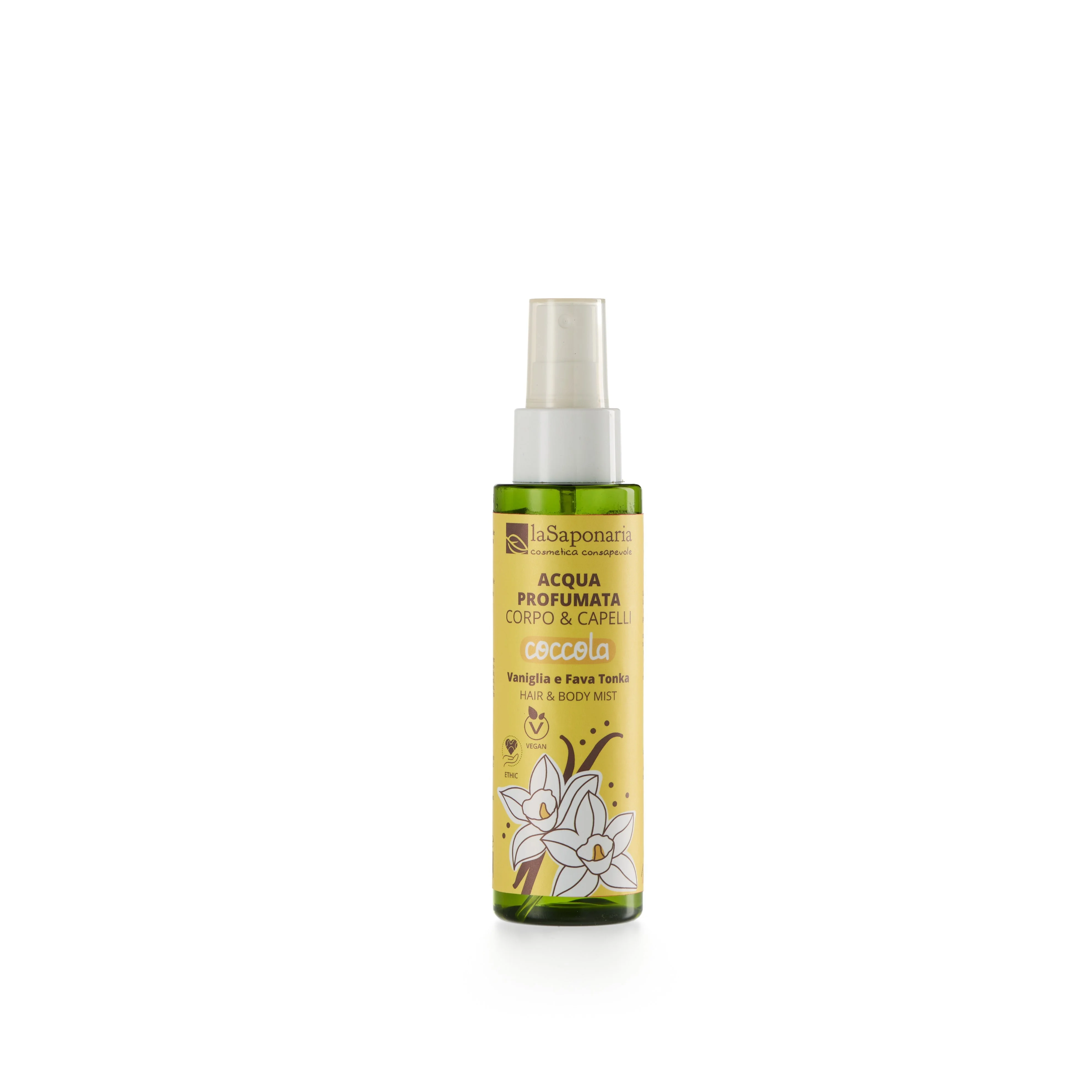 laSaponaria Meglica za telo in lase Pamper - vanilija in tonka (100 ml) - za telo in lase