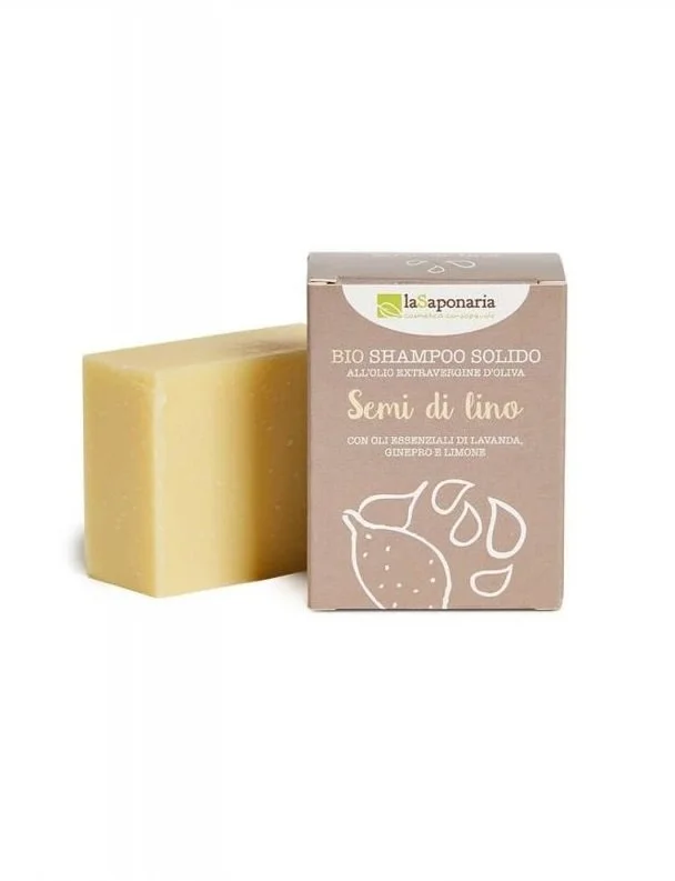 laSaponaria Trdo milo za telo in lase 2 v 1 z BIO lanenim oljem (100 g) - v papirnati embalaži