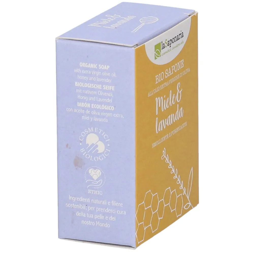 laSaponaria Trdo olivno milo BIO - med in sivka (100 g) - primerno za telo in obraz