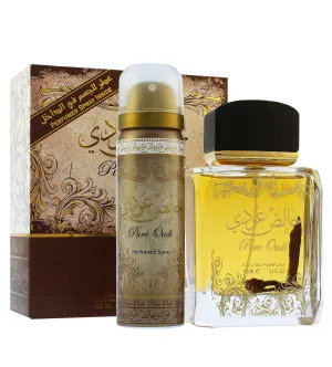 Lattafa Pure Oudi darilni set unisex parfumirana voda 100 ml + deospray 50 ml