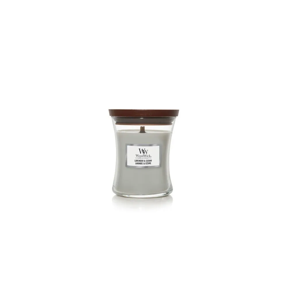 Lavender & Cedar dišeča sveča z lesenim stenjem 275 g