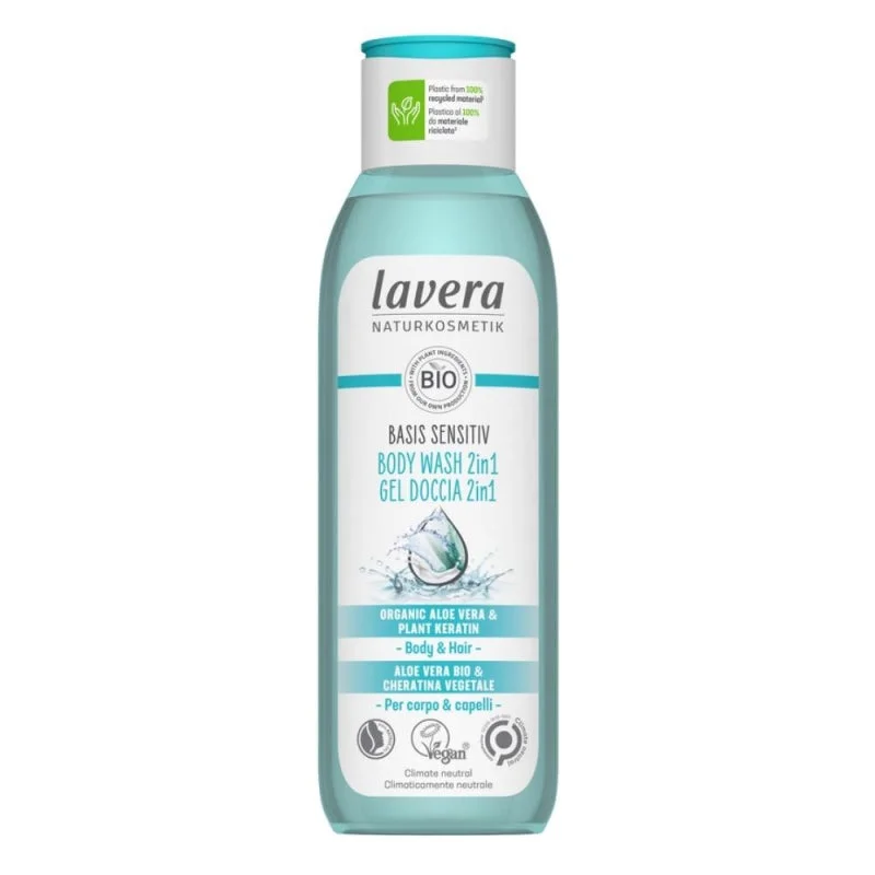 Lavera Basis Sensitive Gel za prhanje za telo in lase 2v1 250 ml - tudi za občutljivo kožo