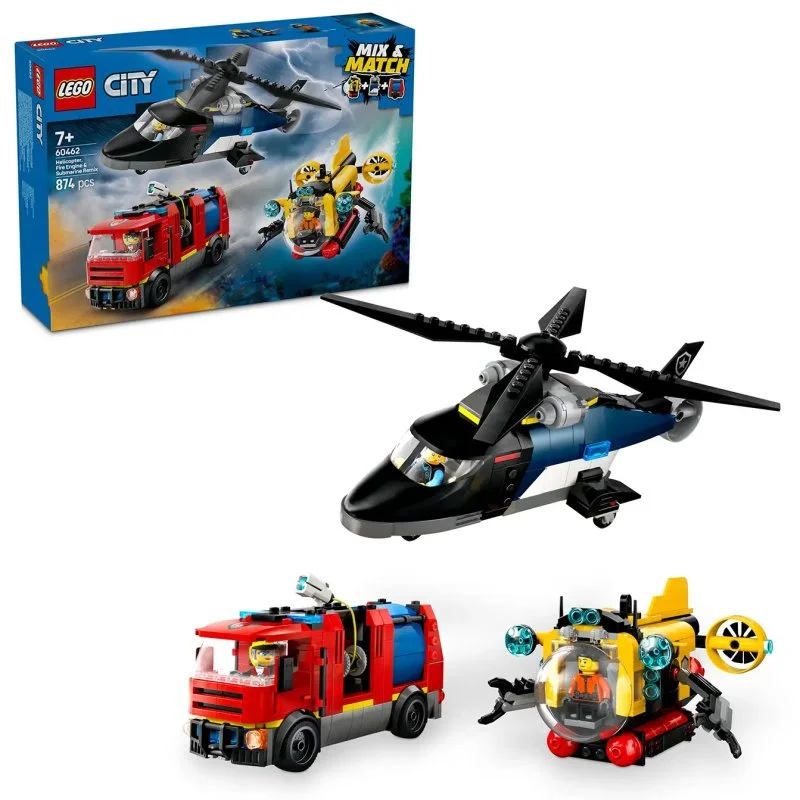 City 60462 Remix: Helikopter, gasilsko vozilo in podmornica