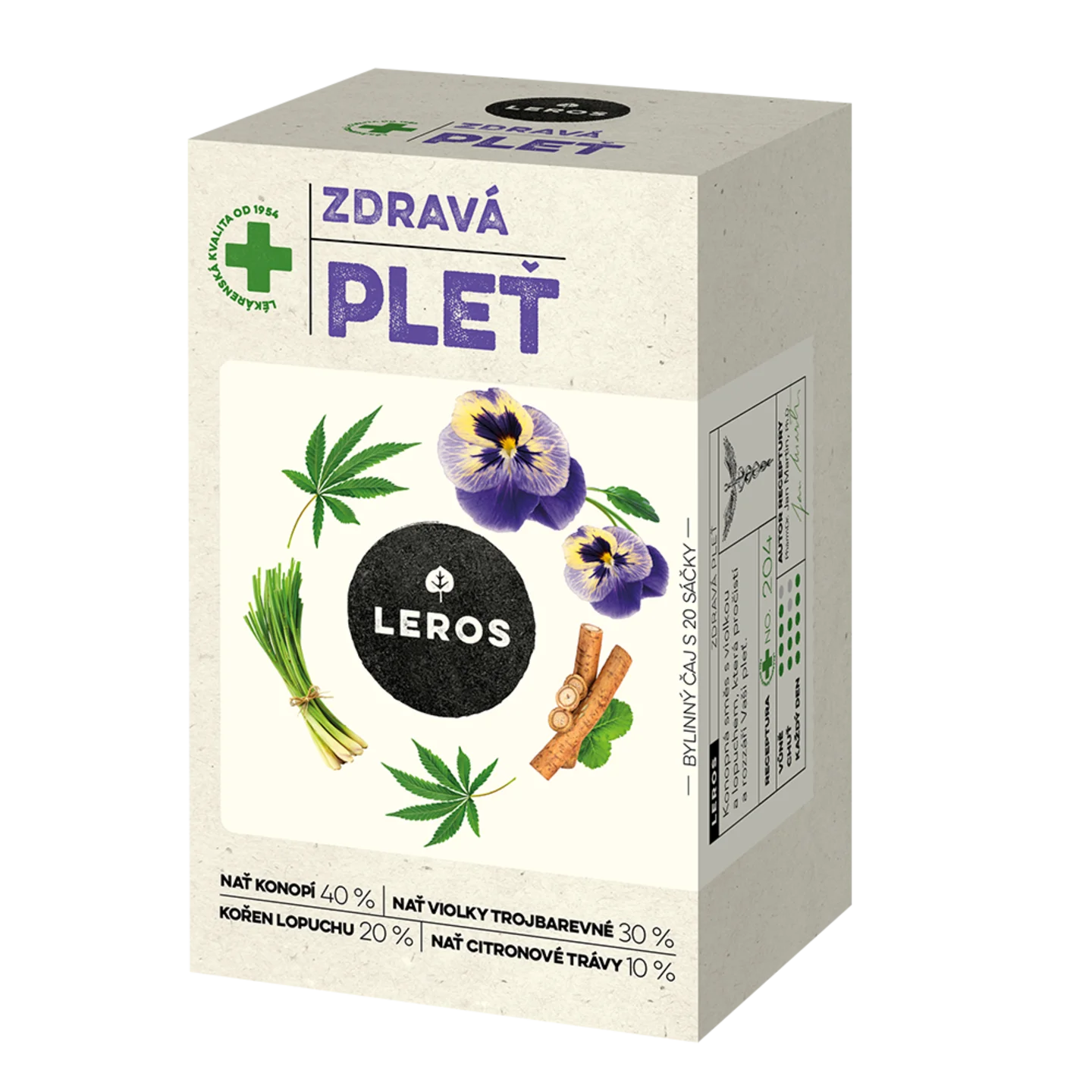 LEROS Zeliščni čaj Zdrava koža – filter vrečke (20 x 1,5 g) – prečisti in poživi kožo