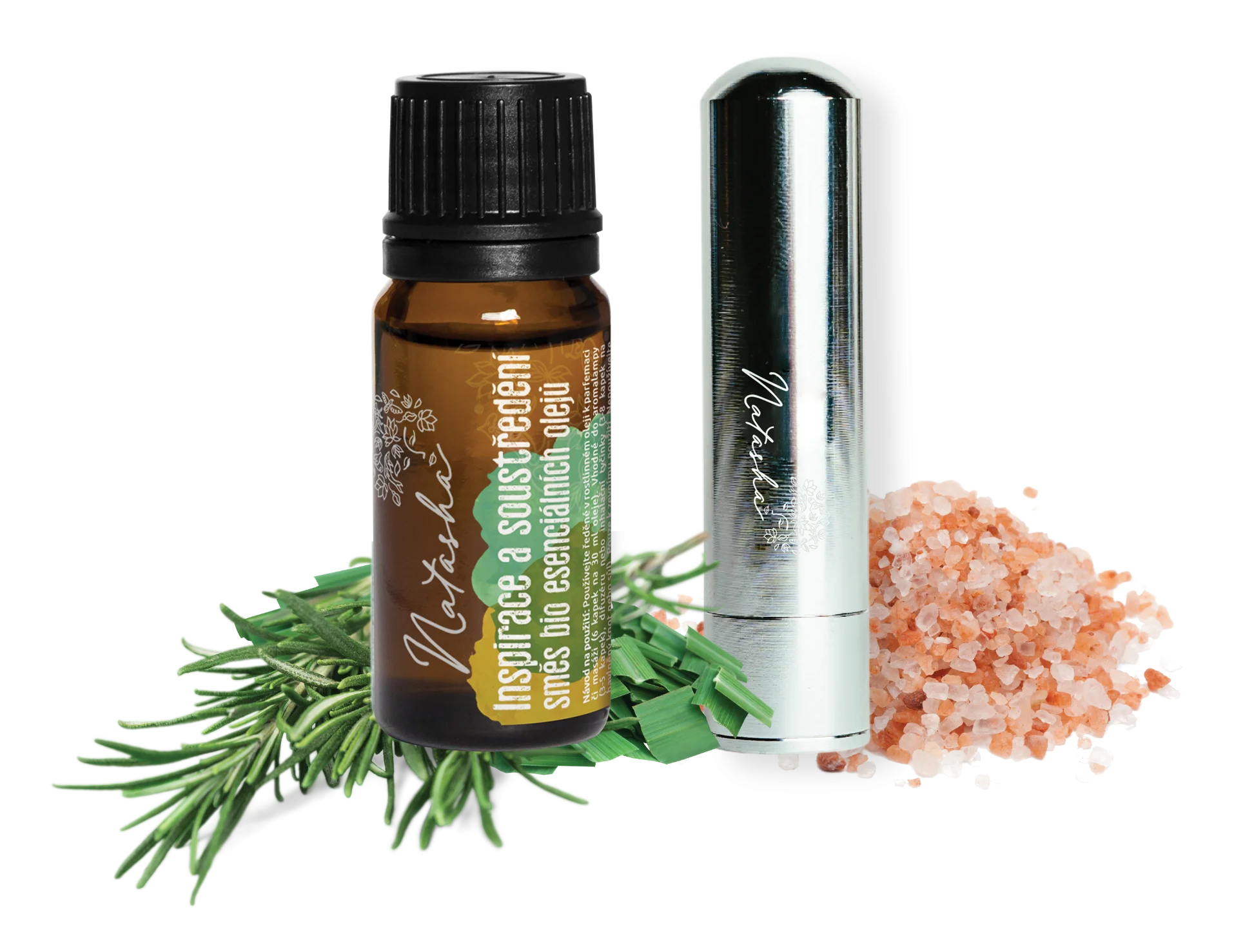 Natasha Aroma komplet z inhalatorjem - Navdih in osredotočenost - poživljajoč rožmarin in limona
