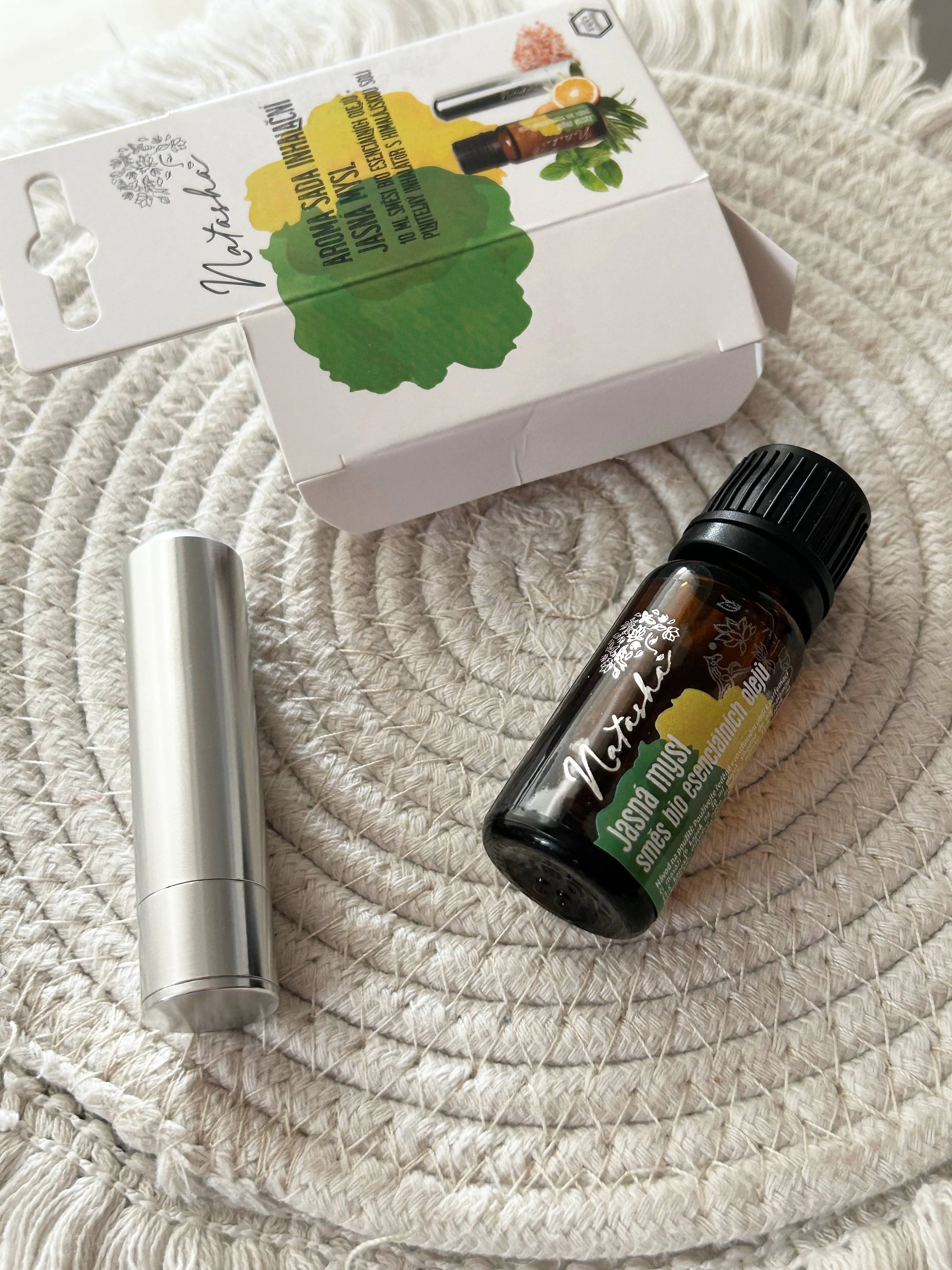 Natasha Aroma set z inhalatorjem - Jasna misel - sveža pomaranča, poprova meta in rožmarin
