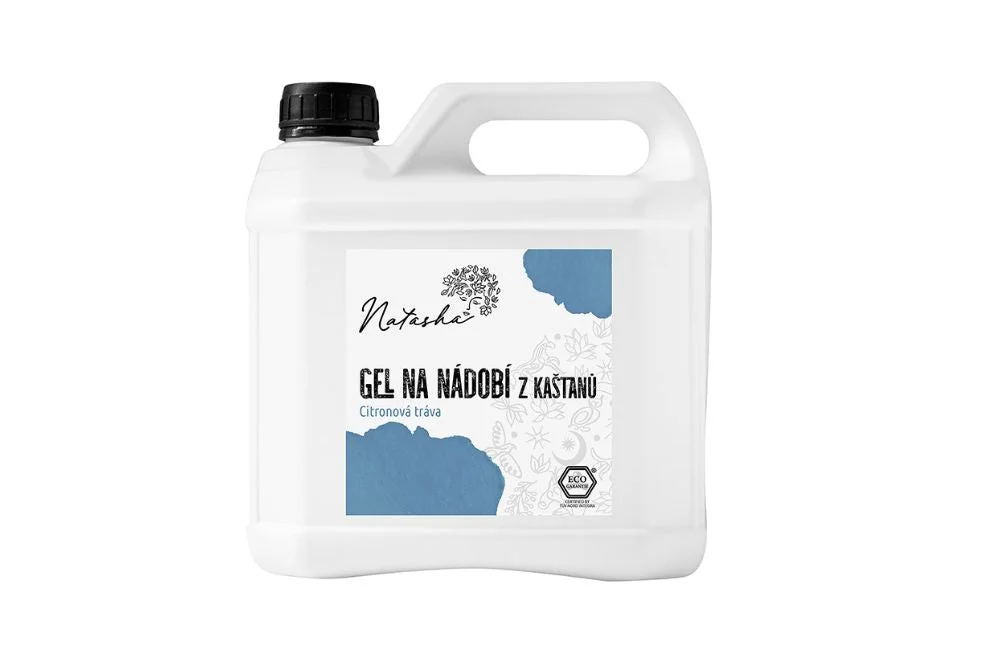 Natasha Gel za pomivanje posode iz kostanjev limonska trava 3 l - borec proti maščobi, nežen do kože