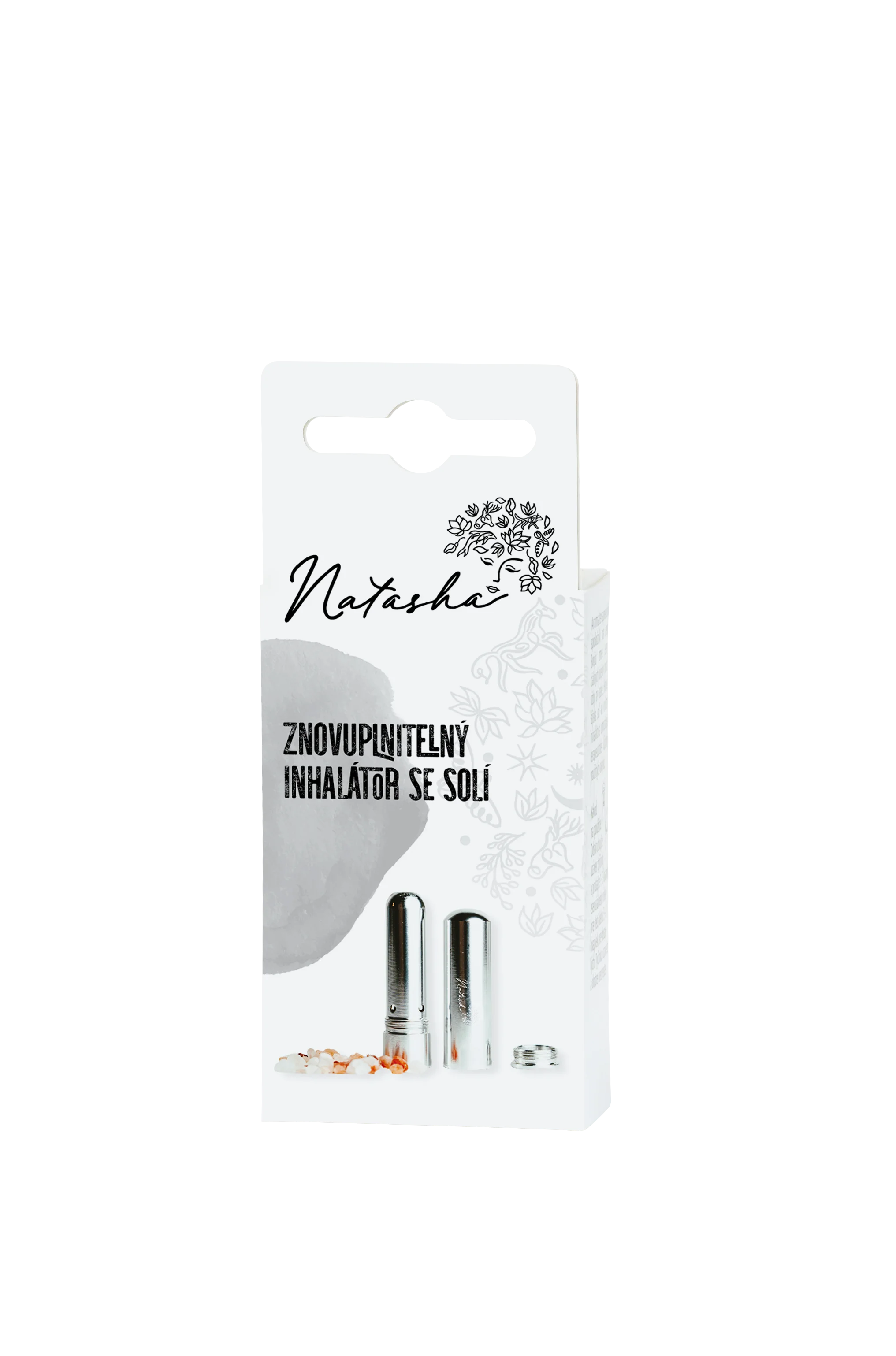 Natasha Kovinski inhalator za večkratno polnjenje s soljo (1 kos) - praktičen in eleganten