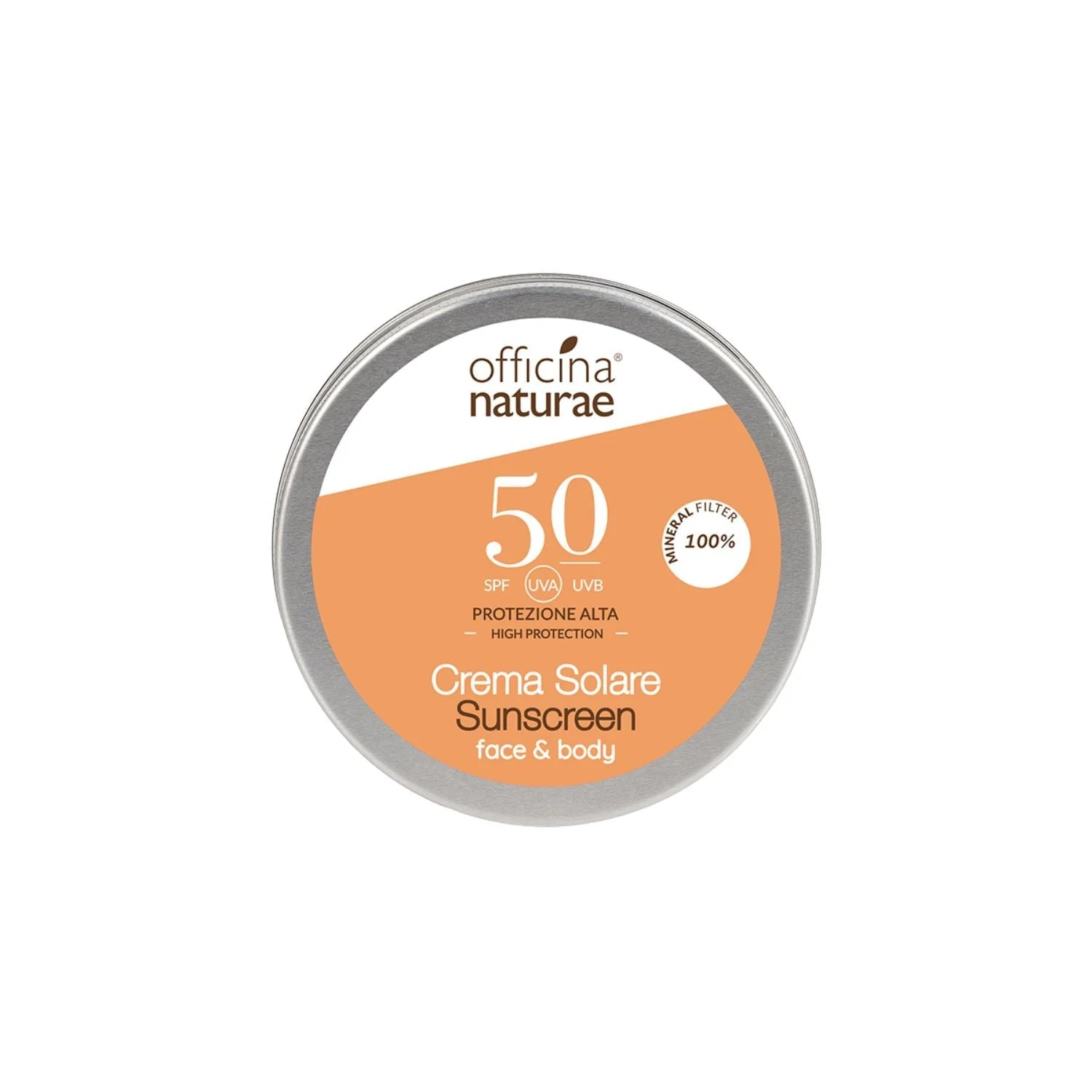 Officina Naturae Krema za sončenje SPF 50 v kovinski posodici (75 ml) - brez dišav