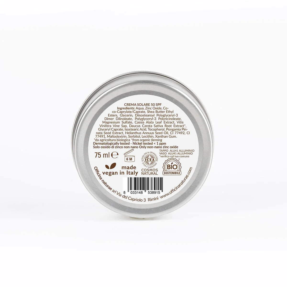 Officina Naturae Krema za sončenje SPF 50 v kovinski posodici (75 ml) - brez dišav