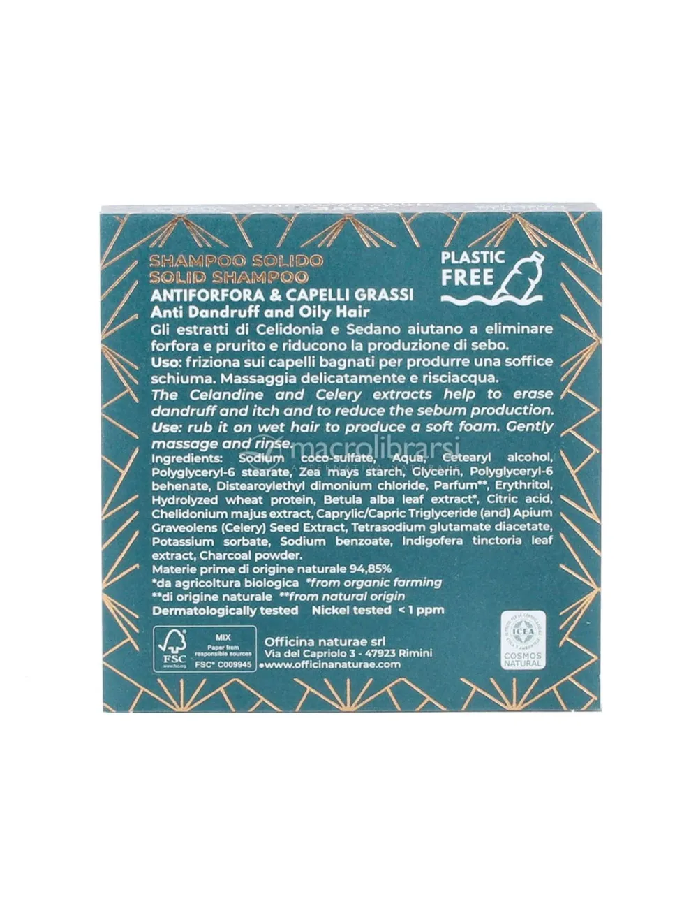 Officina Naturae Trdni šampon proti prhljaju za moške za mastne lase N°02 (50 g)