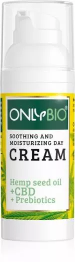 OnlyBio Pomirjujoča dnevna krema za občutljivo kožo s konopljo in CBD (50 ml)