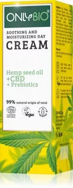 OnlyBio Pomirjujoča dnevna krema za občutljivo kožo s konopljo in CBD (50 ml)