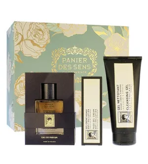 Panier Des Sens L'Olivier parfumirana voda 50 ml + čistilni gel za obraz, telo in lase 200 ml + gelna krema za obraz 75 ml darilni set Za moške