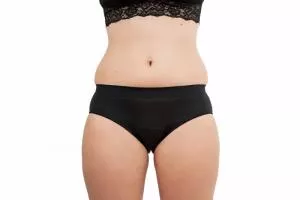 Pinke Welle Menstrualne spodnjice Black Bikini - srednje črne - htr. in lahka menstruacija (S)