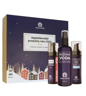 Renovality Original Series najbolj priljubljeni izdelki leta 2024 Bakuchiol serum 30 ml + rožna voda 100 ml + dnevna krema s hialuronsko kislino