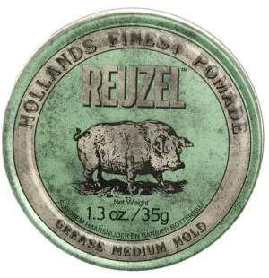 REUZEL Styling Green Pomade Grease Medium Hold pomada za lase s srednjim utrjevanjem in sijajem 35 g za moške