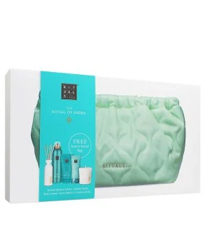 Rituals The Ritual of Karma darilni set gel za prhanje 200 ml + krema za telo 150 ml + dišeča sveča 140 g + dišavne palčke 70 ml + krema za roke