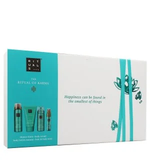 Rituals The Ritual of Karma darilni set gel za prhanje 50 ml + meglica za telo in lase 20 ml + pena za telo 50 ml + krema za telo
