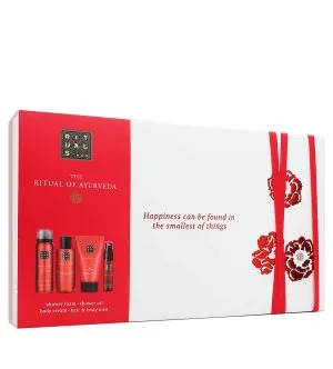 Rituals The Ritual of Ayurveda darilni set gel za prhanje 50 ml + olje za prhanje 75 ml + krema za telo 70 ml + meglica za telo