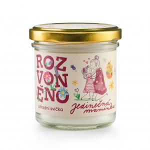 Rozvoněno Dišeča sveča - Unique Mom (130 ml) - z geranijo, pomarančo in pačulijem