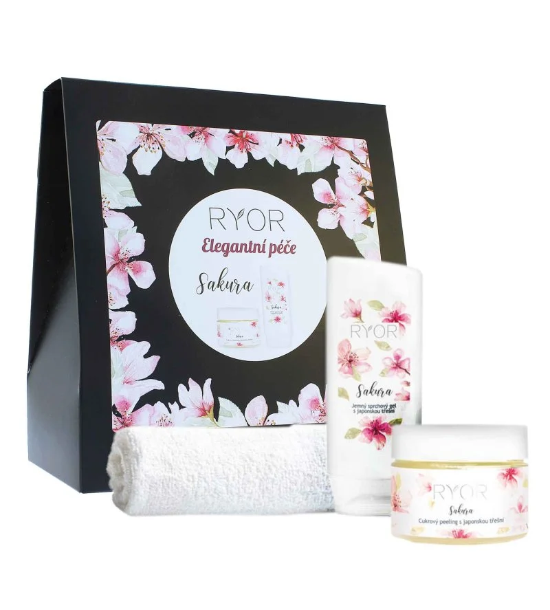 Sakura darilni set sladkorni piling z japonsko češnjo 325 g + nežni gel za prhanje z japonsko češnjo 200 ml